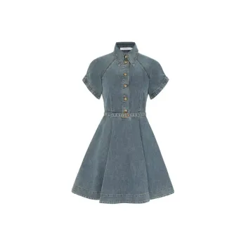 Zimmermann FW24 Short-Sleeved Dresses Women's Denim Blue