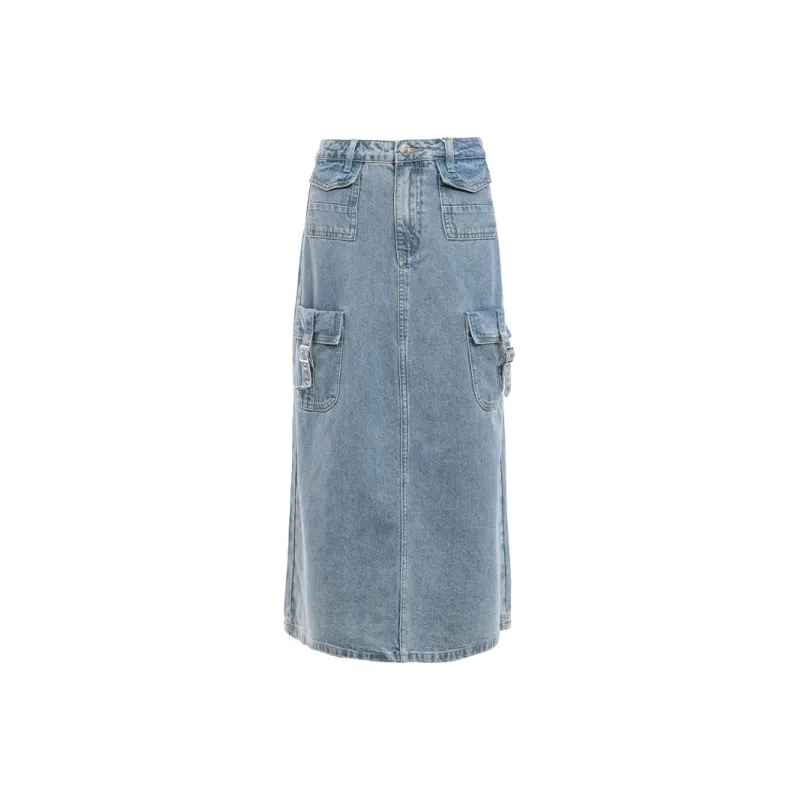 JESSYLINE Denim Long Skirt Women's Blue-0