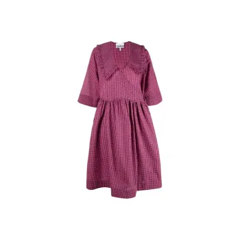 GANNI Gingham-print Mini Wrap Dress