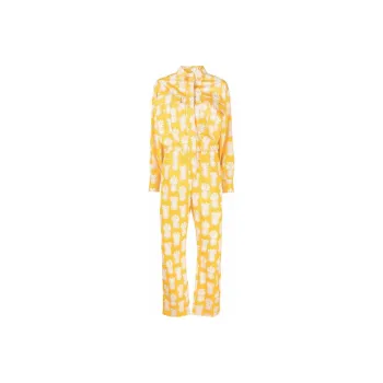 La DOUBLEJ. Aviator Pineapple print Cotton Jumpsuit