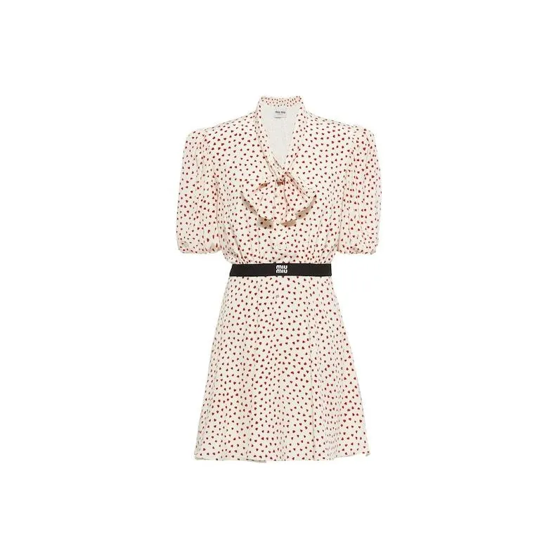 MIU MIU Short-Sleeved Dresses Women's Beige-0