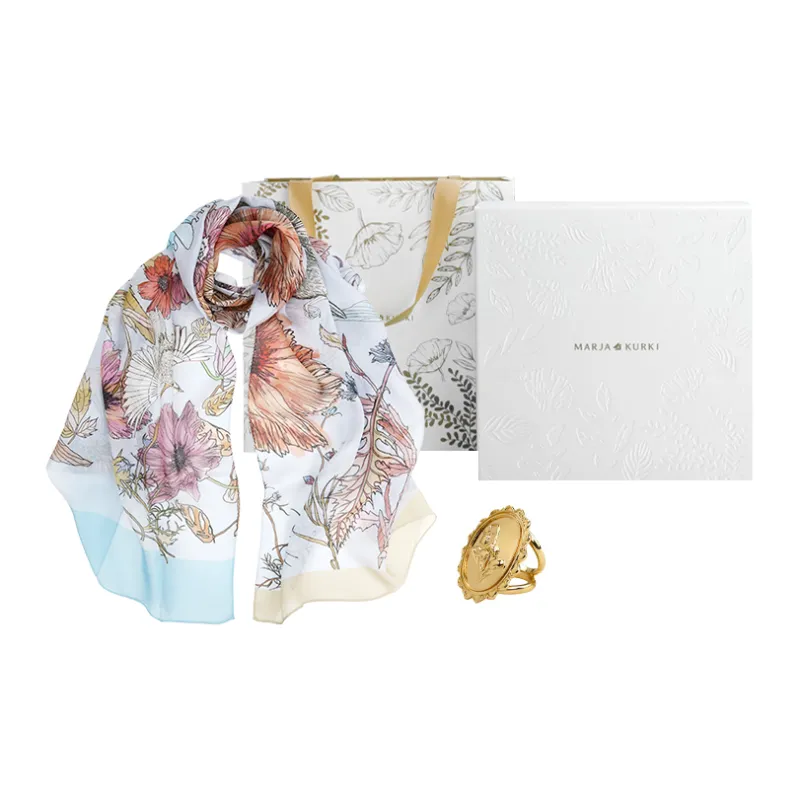 MARJAKURKI Silk Long Scarf Women's-9