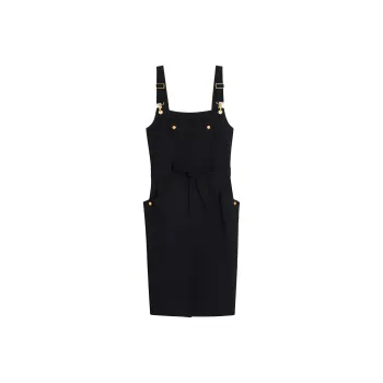 CELINE Workwear Viscose Sable Dress Black