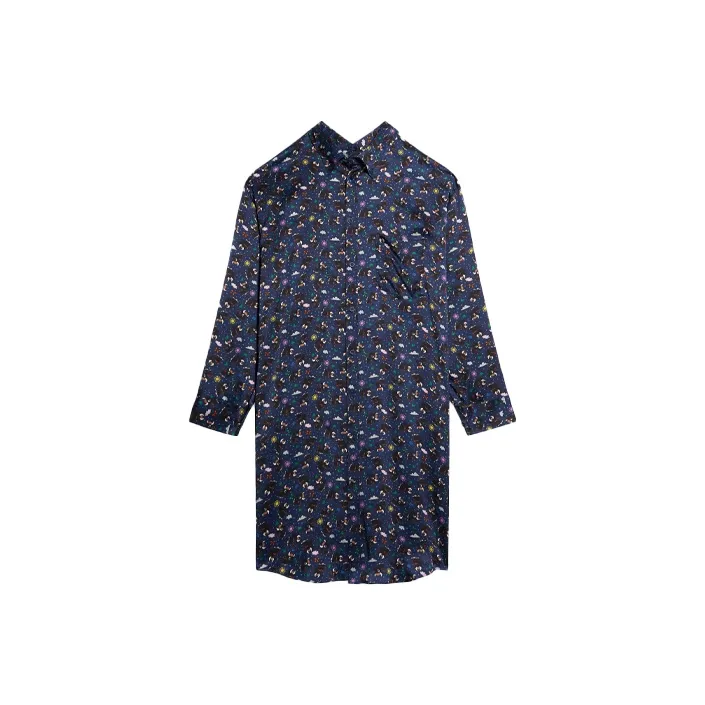 Balenciaga SS21 Short-Sleeved Dresses Regular Fit Women's Dark Blue-0
