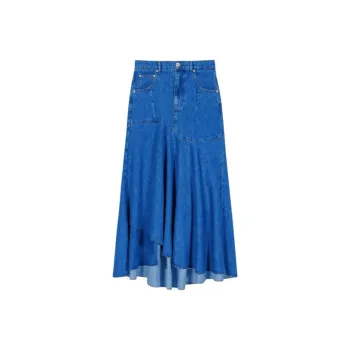 Maje Denim Long Skirts Women's Blue