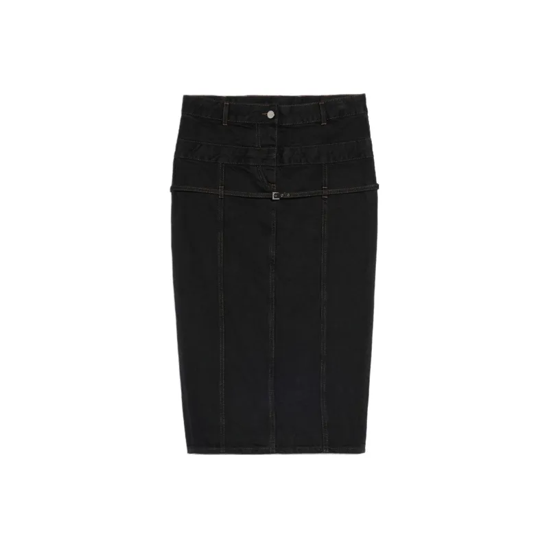 Jacquemus Denim Long Skirts Women's Black-0