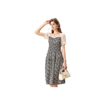 FENHONGMALI Short-Sleeved Dresses Women's Black