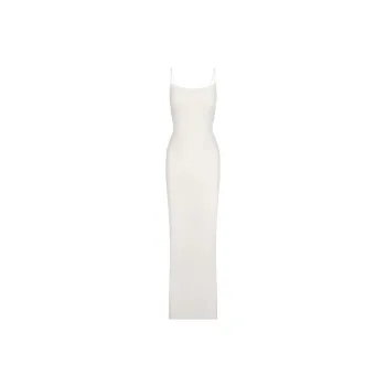 SKIMS FITS EVERYBODY CORDED LACE LONG SLIP DRESS Women's Marble/MARBLE