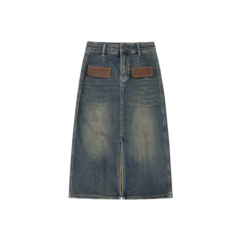 BETTY BOOP Denim Long Skirts Women's Dark Blue-0