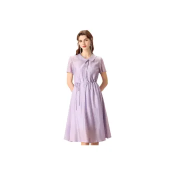 FENHONGMALI Short Sleeved Dresses Women's Purple