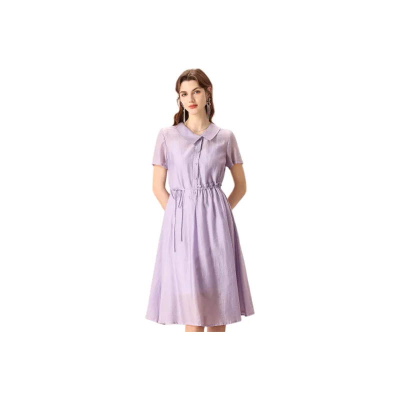 FENHONGMALI Short Sleeved Dresses Women's Purple-0