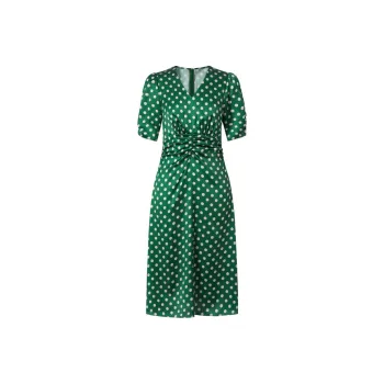 JZ. ANNAKRO Short Sleeved Dress Women's Emerald Green Flower