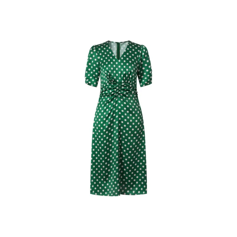 JZ. ANNAKRO Short Sleeved Dress Women's Emerald Green Flower-0