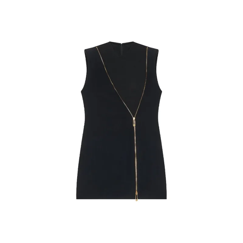 VERSACE Envers Satin Sleeveless Dress Black-0