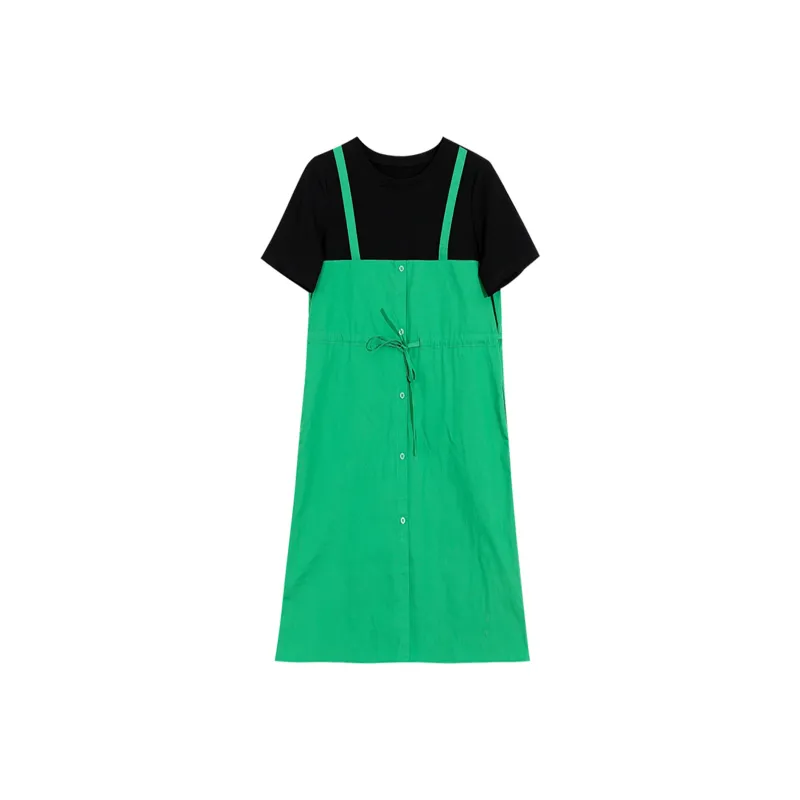 Wbwq Short-Sleeved Dresses Women's Green & Black-0