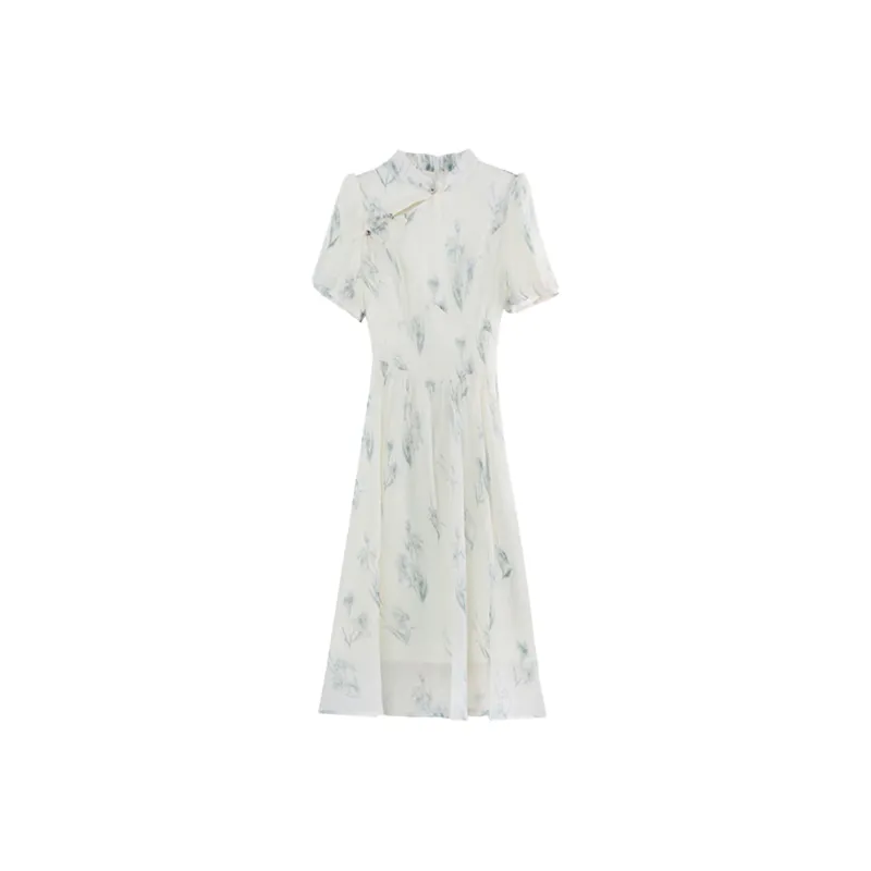DOSOHEB Short Sleeved Dresses Women's Beige Apricot-0