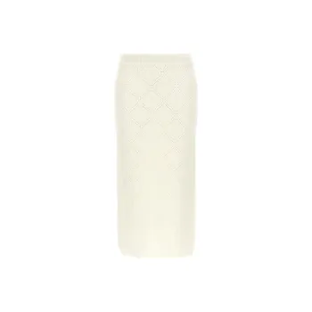 MaxMara Studio Denim Long Skirts Women's White