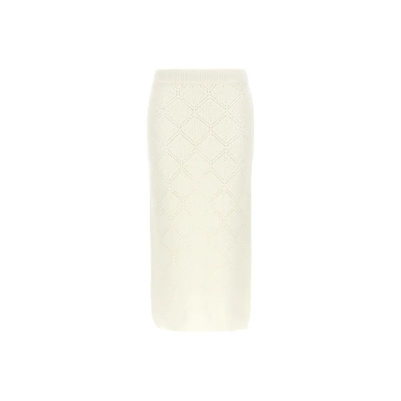 MaxMara Studio Denim Long Skirts Women's White-0