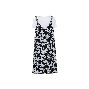 IHIMI Short Sleeved Dresses Women's Black White