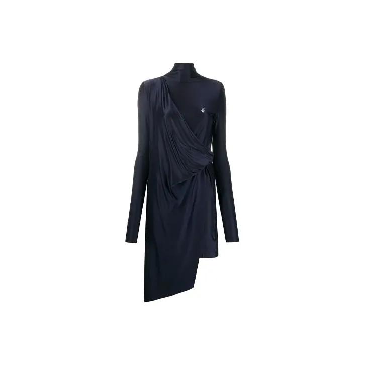 OFF-WHITE SS21 Long-Sleeved Dresses Women's Navy Blue-0