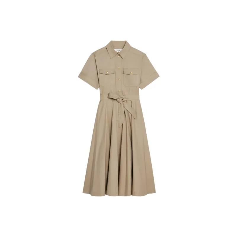 CELINE Saharienne Dress In Lightweight Gabardine-0
