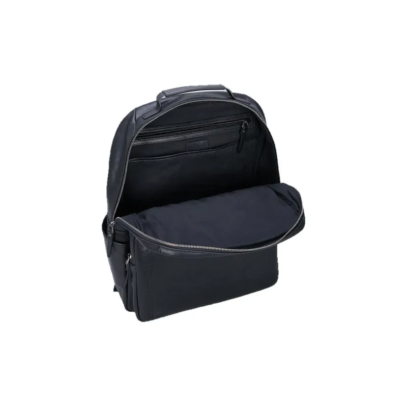 DOSRFINI Top Grain Flock Cow Leather Backpack Unisex Black-3