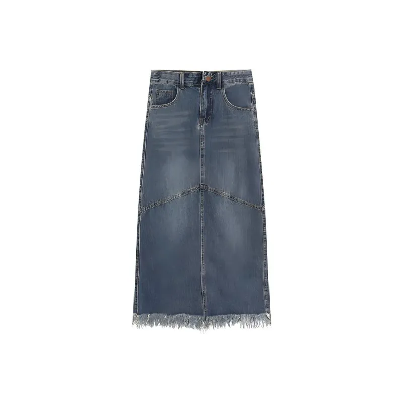 ZVJH Denim Long Skirts Women's-3