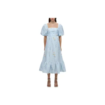 Self portrait SS22 Short Sleeved Dresses Women's Blue