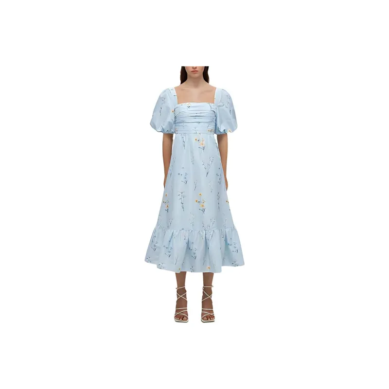 Self portrait SS22 Short Sleeved Dresses Women's Blue-0
