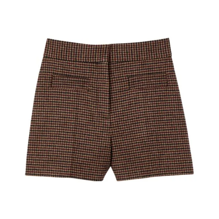 Sandro Houndstooth High-waisted Shorts-0