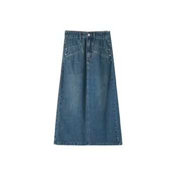HIPPIEMISS Denim Long Skirts Women's Vintage Blue