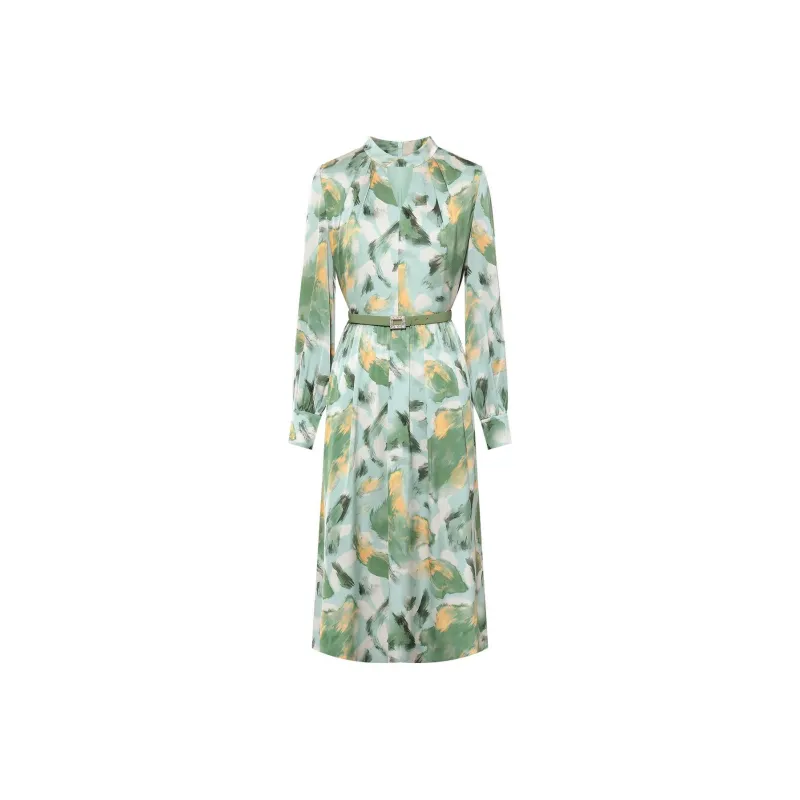 BBLLUUEE Long Sleeved Dress Women's Light Aqua Green-0