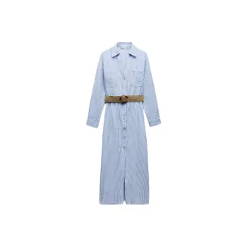 ZARA Long Sleeved Dress Women's Blue