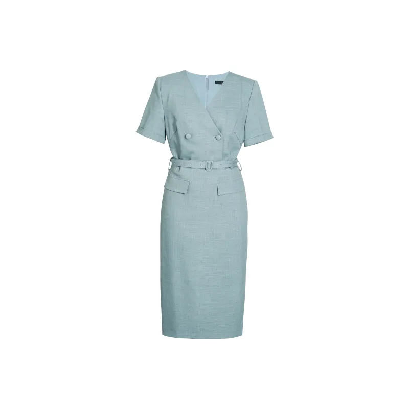 ROEYSHOUSE Short Sleeved Dresses Women's Light Blue-0