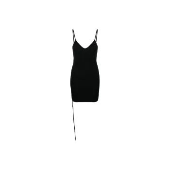 OFF-WHITE Lace-Up V-Neck Sleeveless Mini Dress