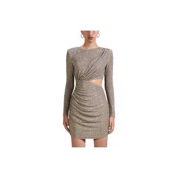 Self-portrait Long-Sleeved Dresses Women's Gray Khaki