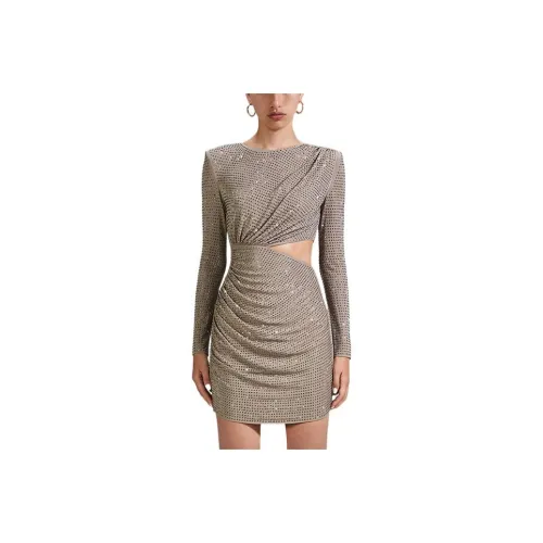 Self-portrait Long-Sleeved Dresses Women's Gray Khaki