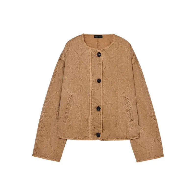 ZARA Puffer Jacket Women's Medium Camel-0