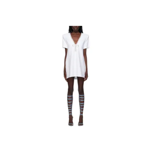 AREA Crystal embellished V neck Mini Dress
