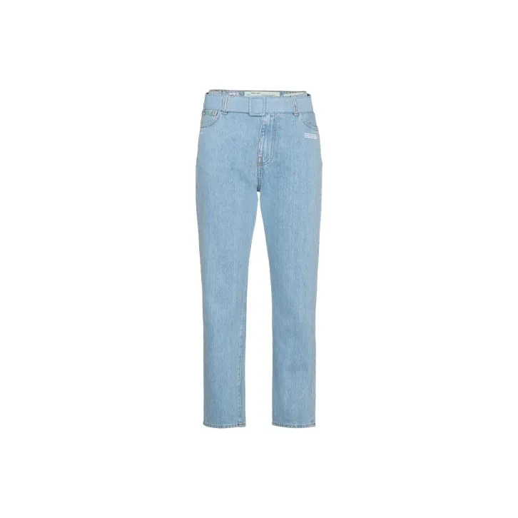 OFF WHITE Mid Rise Denim Cropped Jeans-0
