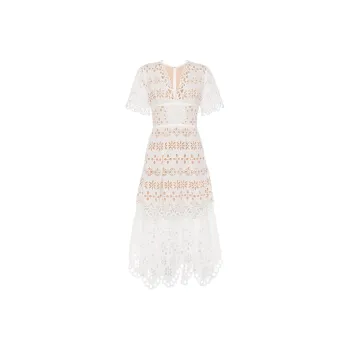 ELIE SAAB Broderie Anglaise Midi Dress