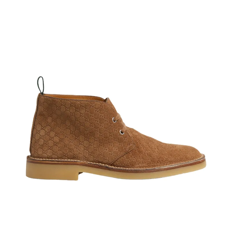 GUCCI Web Ankle Boots Men's Brown-1