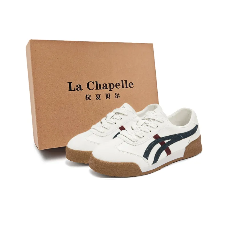 La Chapelle Anti-Slip And Wear-Resistant Height Increasing Rebound Low-Top Casual Shoes Women's White Blue-0
