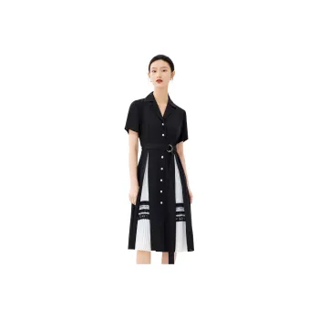 JZ. ANNAKRO Short Sleeved Dresses Women's Plain Black