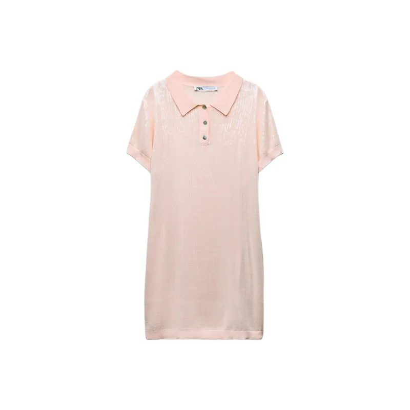 ZARA Short-Sleeved Dresses Women's Pink-0