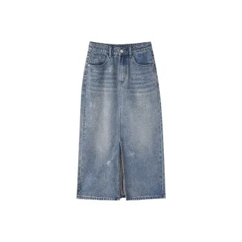 HIPPIEMISS Denim Long Skirts Women's Blue