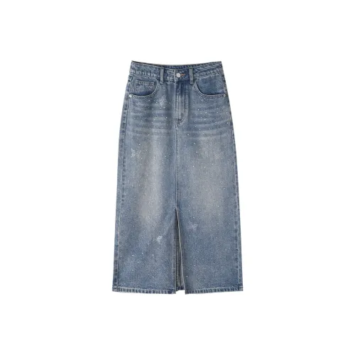 HIPPIEMISS Denim Long Skirts Women's Blue