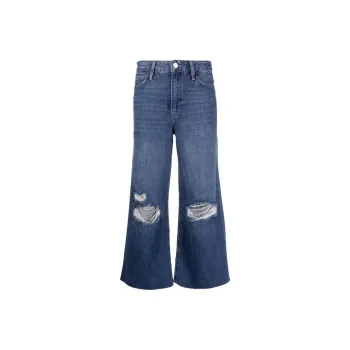 FRAME Distressed Wide Leg Jeans