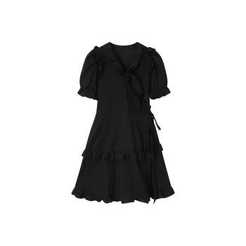 Mu Qingqing Short Sleeved Dress Women's Black
