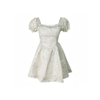 PLAY BUSH Short-Sleeved Dresses Women's Cream Apricot